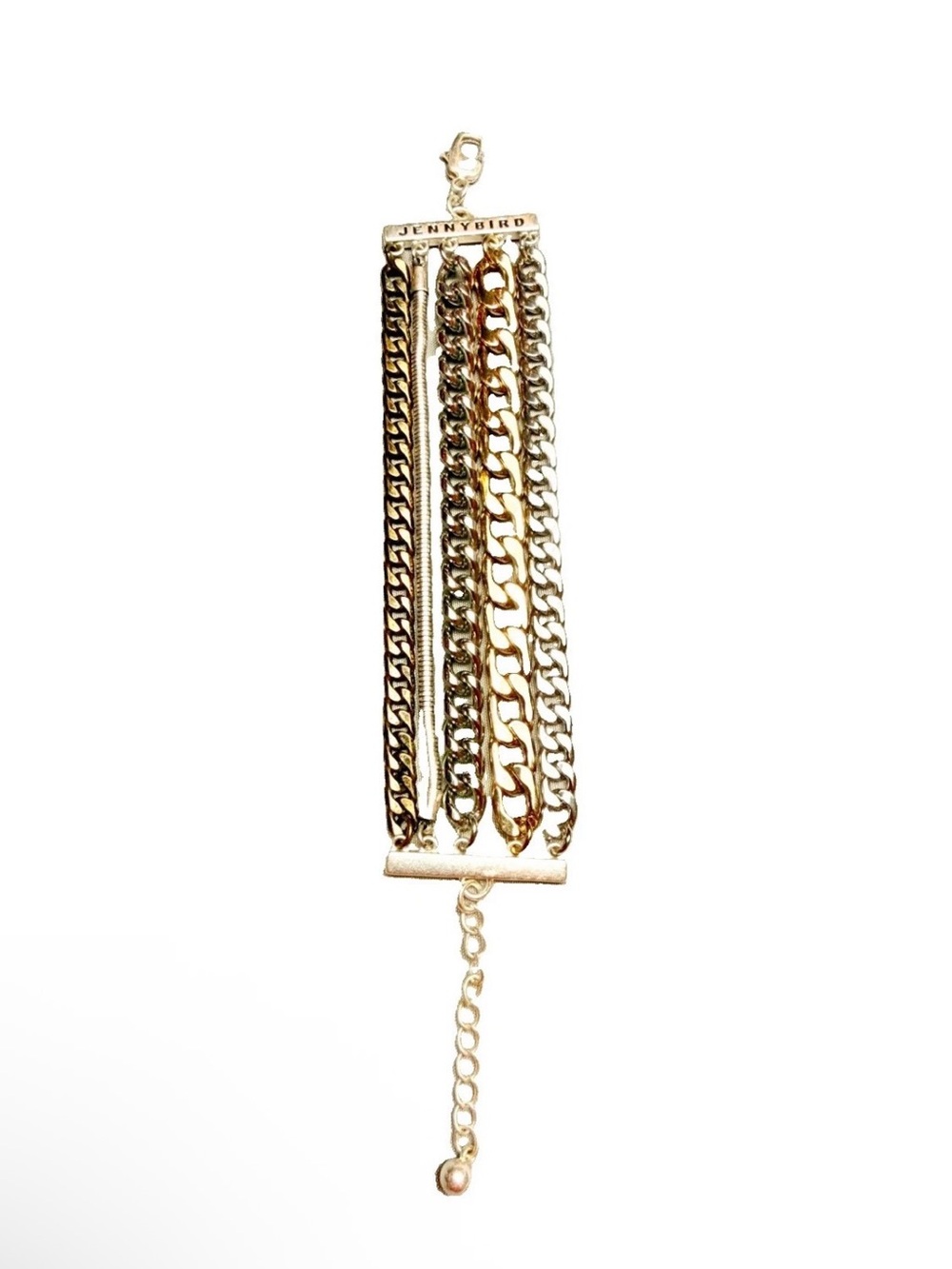 Jenny Bird Austin Mixed Metal 5 Strand Chain Bracelet Two-Tone Silver Gold Cuff - Picture 3 of 8
